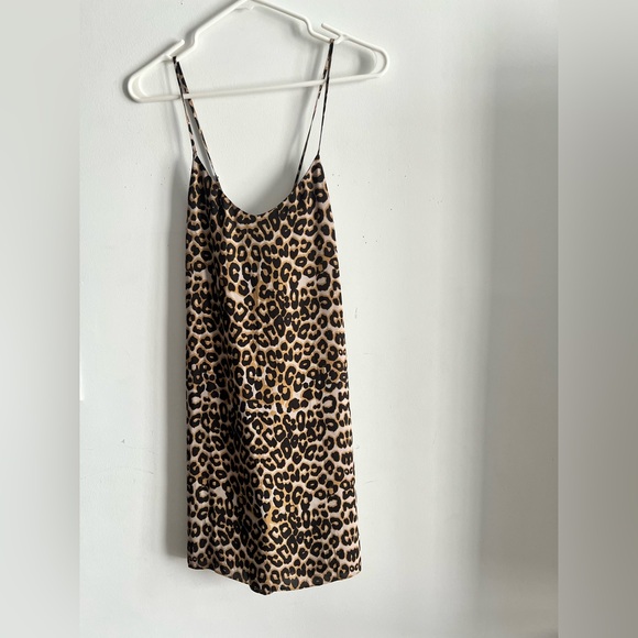 Rebecca Minkoff Leopard Print Slip Dress Size 4 Spaghetti Strap Satin Mini NWOT - Picture 4 of 8